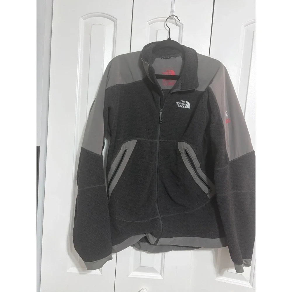 The North Face Jacket Summit Series Black Grey Full Zip Fleece Alpine Mens L